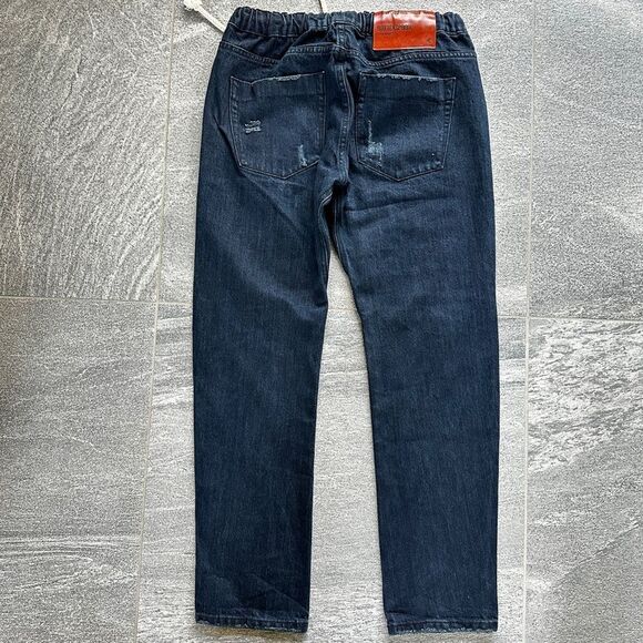 NWT Free People x One Teaspoon Navy/Fox Black Shabbies Drawstring Denim Jogger S - Picture 7 of 16